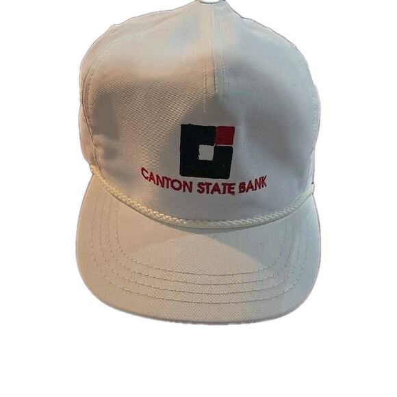 Vintage Canton State Bank White USA Adjustable Strap Baseball Cap Men's One Size - Picture 1 of 7